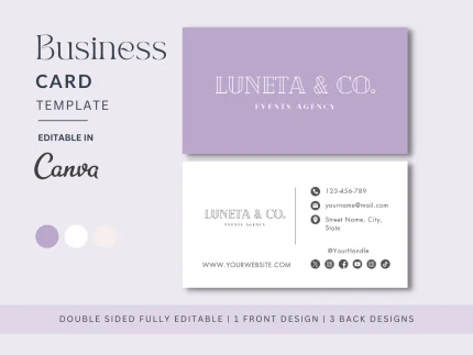 Lilac Editable Business Card